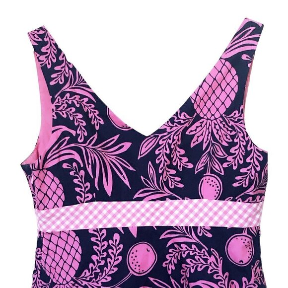 Lilly Pulitzer navy/ pink pineapple print top, 0 - Picture 4 of 11